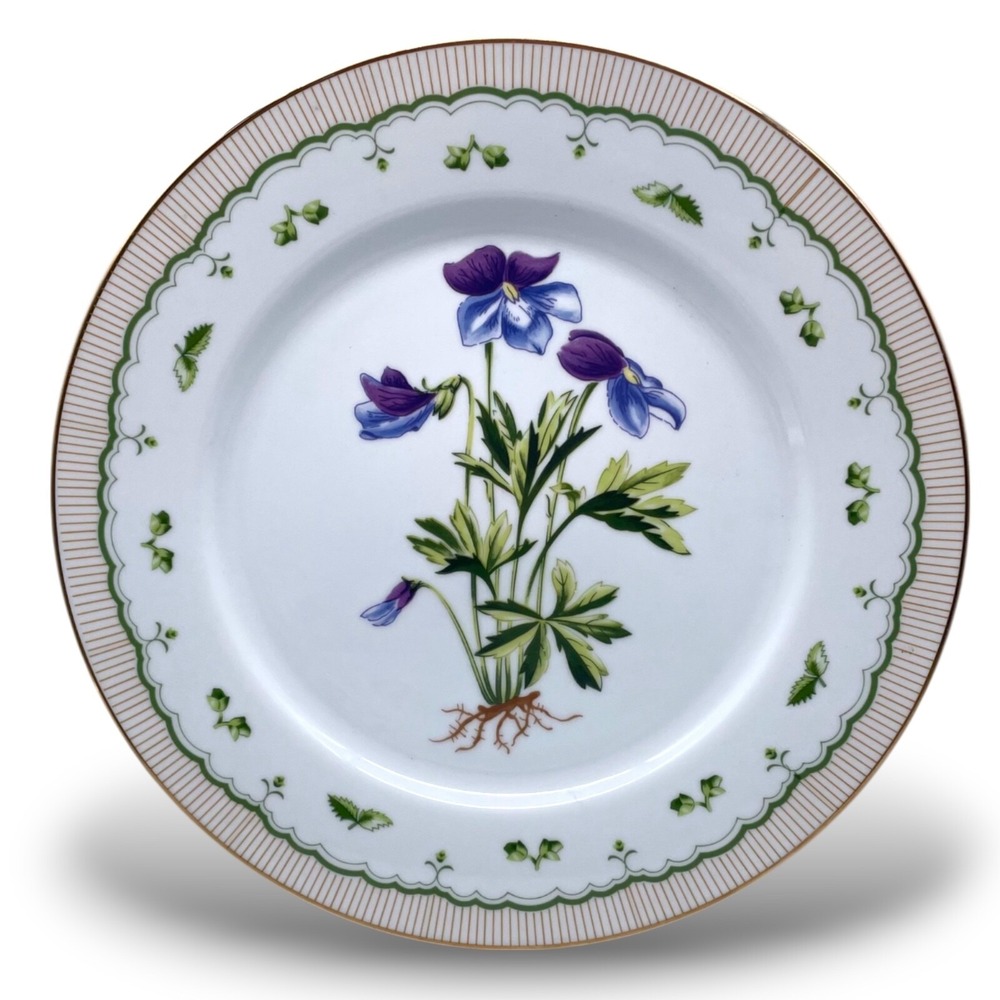 Georges Briard Victorian‎ Garden 12" Chop Plate Purple Pansy Floral Gold Trim